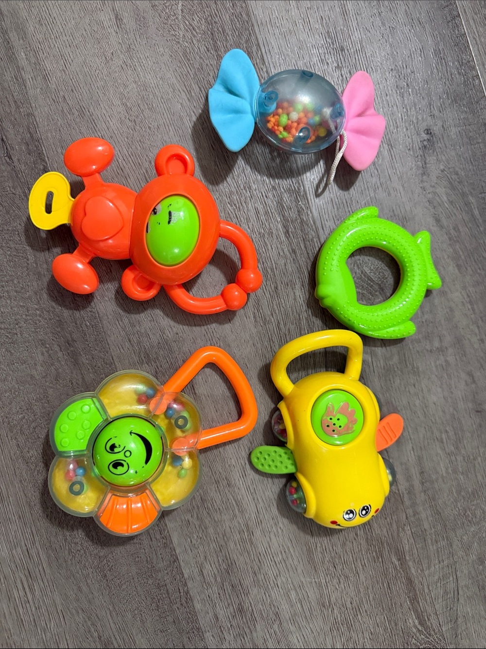 Colorful Baby Rattle  Toy Set - Green, Yellow, Orange, Pink